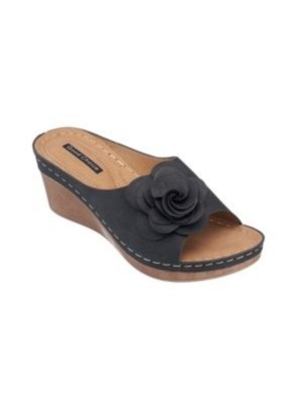 GC SHOES Womens Round Open Toe Tokyo Floral Wedge Sandals Black Size 9.5 NWB